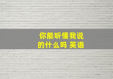 你能听懂我说的什么吗 英语